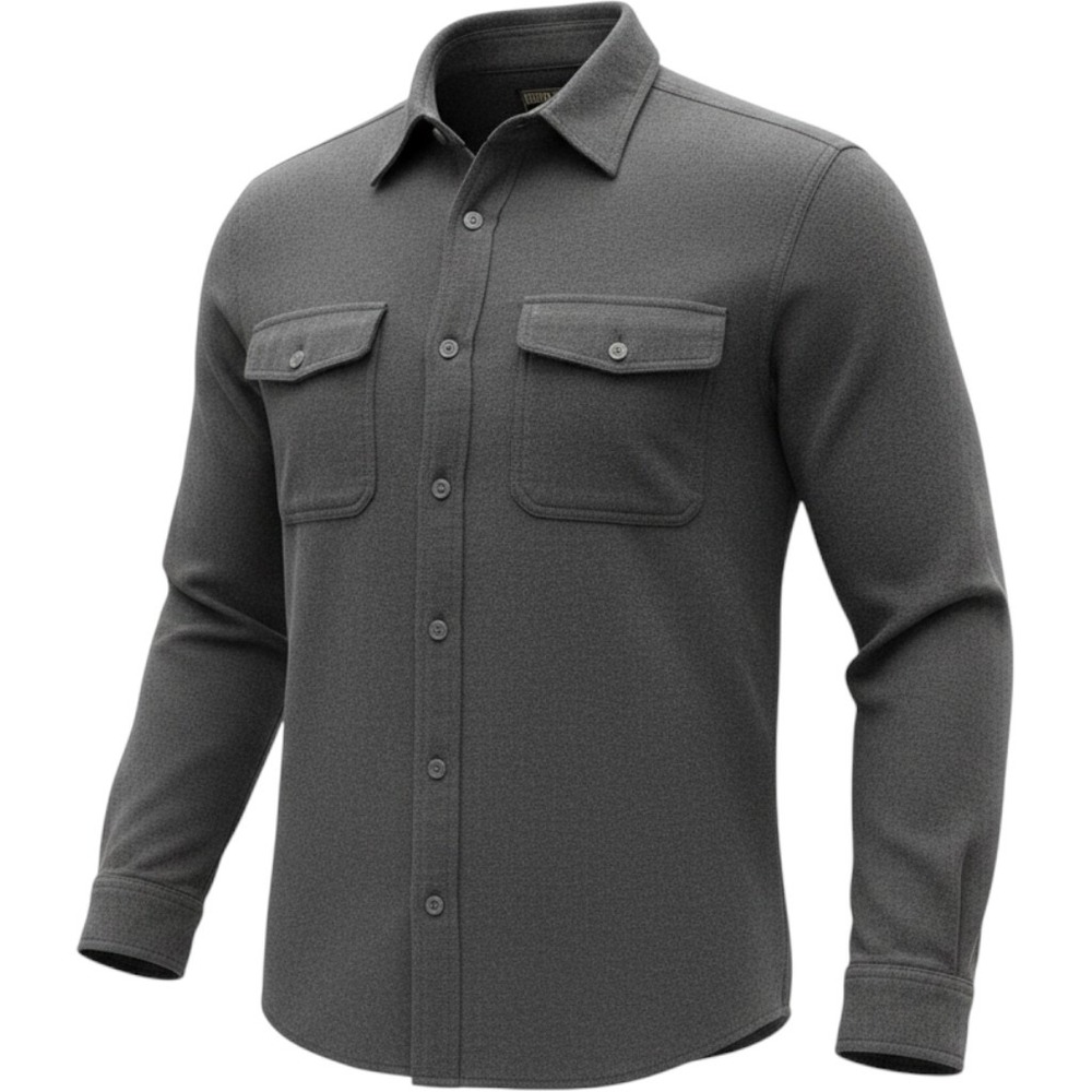 Grizzly Mountain Men's Gray Fleece Long Sleeve Button Up Shirt Size L